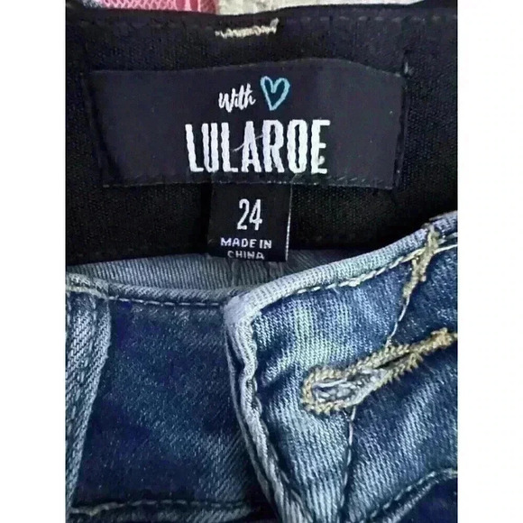 LuLaroe Women's Size 24 Distressed Cuffed Hem Lycra Spandex - Picture 5 of 6